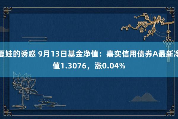 夏娃的诱惑 9月13日基金净值：嘉实信用债券A最新净值1.3076，涨0.04%