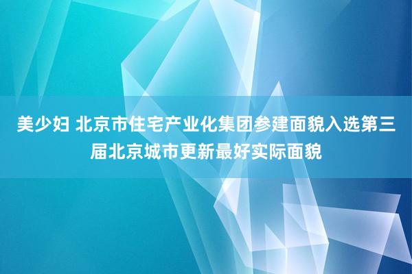 美少妇 北京市住宅产业化集团参建面貌入选第三届北京城市更新最好实际面貌