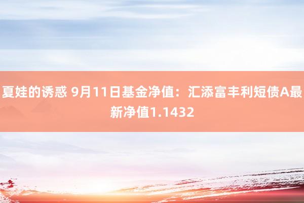 夏娃的诱惑 9月11日基金净值：汇添富丰利短债A最新净值1.1432