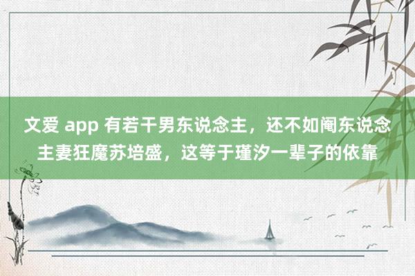 文爱 app 有若干男东说念主，还不如阉东说念主妻狂魔苏培盛，这等于瑾汐一辈子的依靠