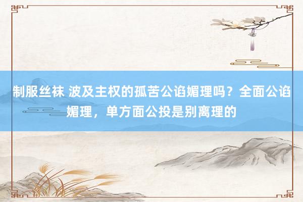 制服丝袜 波及主权的孤苦公谄媚理吗？全面公谄媚理，单方面公投是别离理的