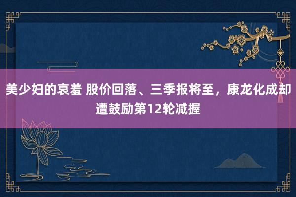 美少妇的哀羞 股价回落、三季报将至，康龙化成却遭鼓励第12轮减握