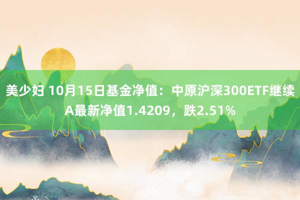 美少妇 10月15日基金净值：中原沪深300ETF继续A最新净值1.4209，跌2.51%