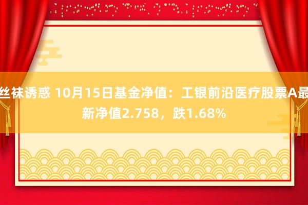 丝袜诱惑 10月15日基金净值：工银前沿医疗股票A最新净值2.758，跌1.68%