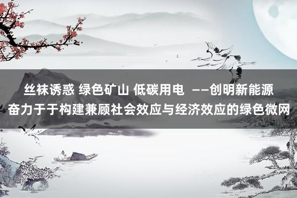 丝袜诱惑 绿色矿山 低碳用电  ——创明新能源奋力于于构建兼顾社会效应与经济效应的绿色微网