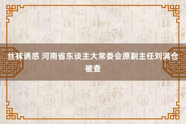 丝袜诱惑 河南省东谈主大常委会原副主任刘满仓被查