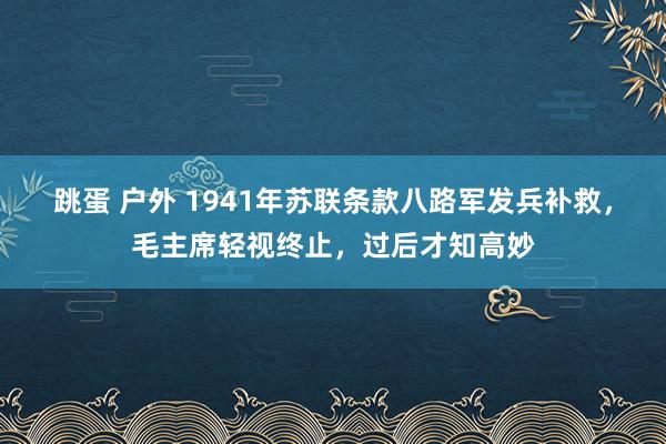 跳蛋 户外 1941年苏联条款八路军发兵补救，毛主席轻视终止，过后才知高妙