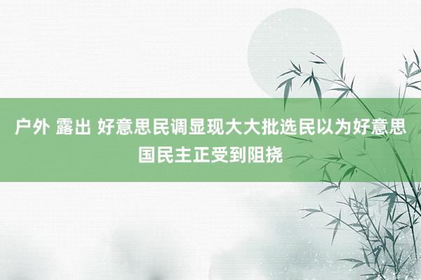 户外 露出 好意思民调显现大大批选民以为好意思国民主正受到阻挠