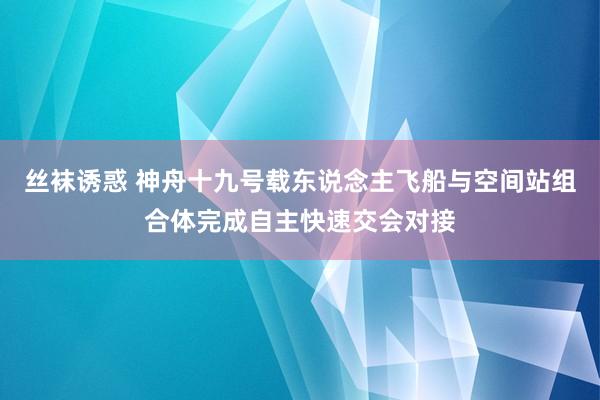 丝袜诱惑 神舟十九号载东说念主飞船与空间站组合体完成自主快速交会对接