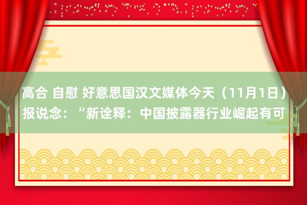 高合 自慰 好意思国汉文媒体今天（11月1日）报说念：“新诠释：中国披露器行业崛起有可