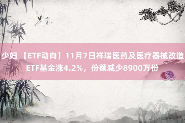 少妇 【ETF动向】11月7日祥瑞医药及医疗器械改造ETF基金涨4.2%，份额减少8900万份