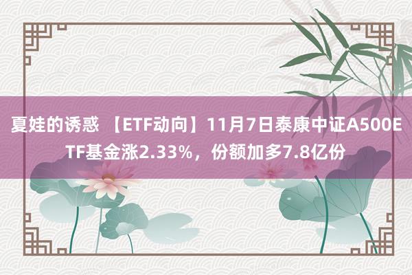 夏娃的诱惑 【ETF动向】11月7日泰康中证A500ETF基金涨2.33%，份额加多7.8亿份