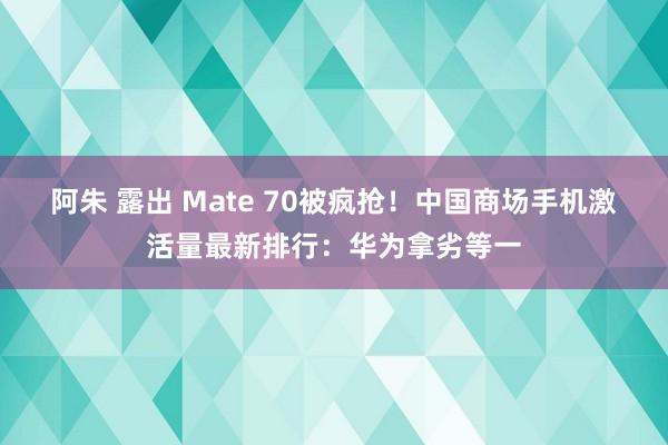 阿朱 露出 Mate 70被疯抢！中国商场手机激活量最新排行：华为拿劣等一