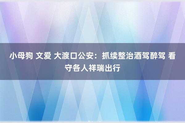 小母狗 文爱 大渡口公安：抓续整治酒驾醉驾 看守各人祥瑞出行