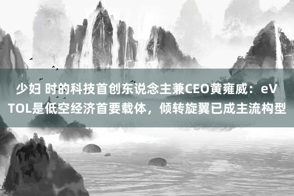 少妇 时的科技首创东说念主兼CEO黄雍威：eVTOL是低空经济首要载体，倾转旋翼已成主流构型