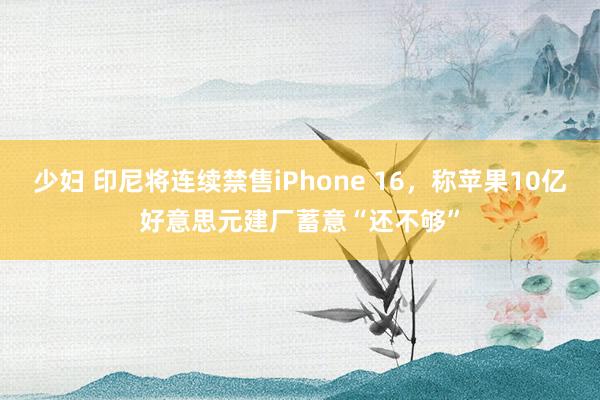 少妇 印尼将连续禁售iPhone 16，称苹果10亿好意思元建厂蓄意“还不够”