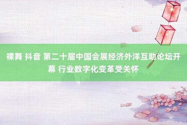 裸舞 抖音 第二十届中国会展经济外洋互助论坛开幕 行业数字化变革受关怀