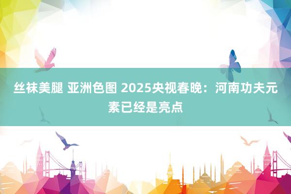 丝袜美腿 亚洲色图 2025央视春晚：河南功夫元素已经是亮点