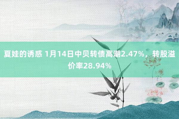 夏娃的诱惑 1月14日中贝转债高潮2.47%，转股溢价率28.94%